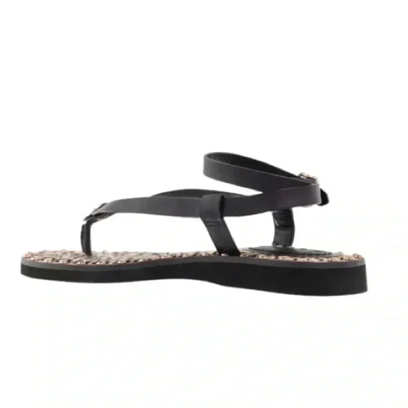 COACH Gracey Black and Brown Leather Thong Sandals with Studs Size 8.5 Leather - Picture 7 of 10